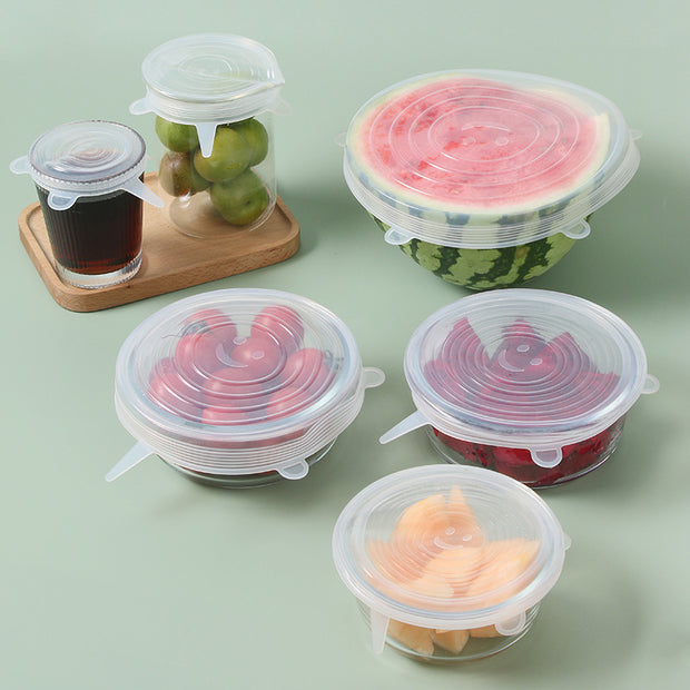 6Pcs Food Silicone Cover Fresh-keeping Dish Stretchy Lid Cap Reusable