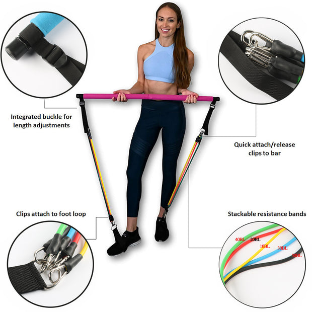 Fitness Yoga Pilates Bar Portable Gym Accessories