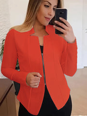 Women's Solid Color Top Zipper Jacket Small Suit