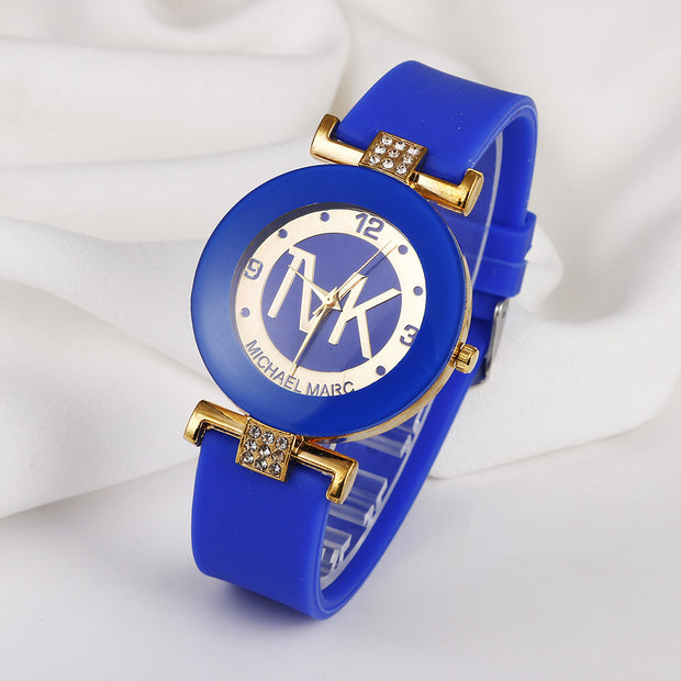 Fashion Women's Diamond Silicone Strap Quartz Watch