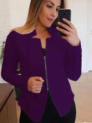 Women's Solid Color Top Zipper Jacket Small Suit