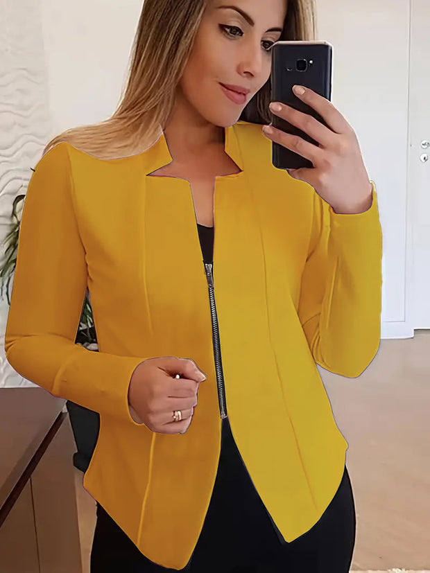 Women's Solid Color Top Zipper Jacket Small Suit