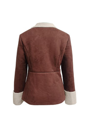 Cold-proof Warm Leather And Velvet Integrated Turn-down Collar Coat